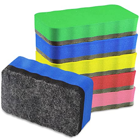 TSHAOUN 5 Stück Whiteboard Schwamm Magnetisch, Magnettafel Reiniger Löscher Radierer, Tafeln Flipcharts Schwamm trockener Radiergummi mit dickem Filzpad für Zuhause Schulbedarf