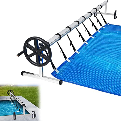 YRHome Premium Pool Aufroller 3m - 5,70m Mobiles Aufrollsystem für Solar- & Poolplanen & Solarfolie Aufrollvorrichtung Pool für Poolplane & Abdeckung Mit Bänder & Rollen