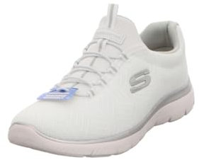 Skechers Womens Summits Artistry Chic Sneaker, White Mesh Silver Gray Trim, 6.5 UK