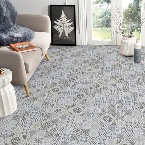 Peel and Stick Floor Tiles Self Adhesive Floor Tile, Vinyl Flooring Waterproof, Lino Flooring for Bathroom Kitchen Living Room DIY Yellow 30X30cm 20pcs(11.8 x 11.8 in/1.8m²)