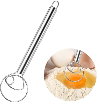 Dänischer Schneebesen Edelstahl, Teigbesen Original 13 zoll Multifunktionaler Schneebesen Flach mit Edelstahl Griff RüHrbesen Manuell Egg Whisk für Luftige Teige Holländischer Stil Brot Teig Kuchen