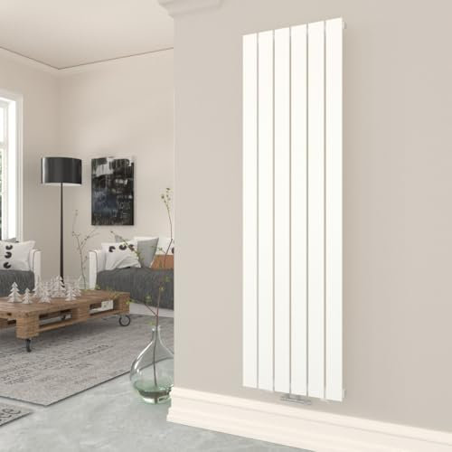 T&K Radiador vertical de 1800 x 462 mm, color blanco, radiador de panel único, radiador moderno de diseño de calefacción central, radiador alto