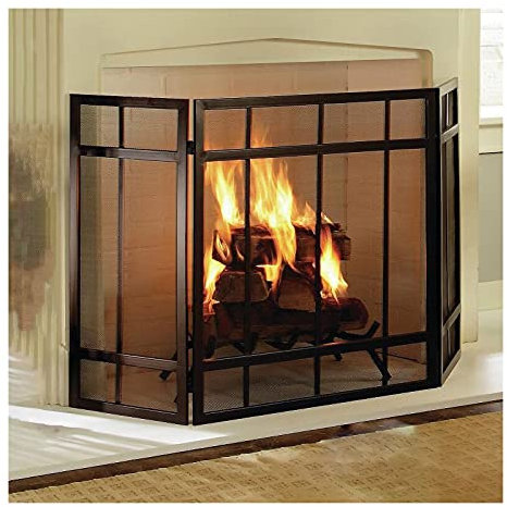 EPOTRDCV Fire Guard 51x31,4 Pollici Schermo per Camino in Rete d'Acciaio Pieghevole a 3 Pannelli, griglia di Protezione dalle scintille per Soggiorno, arredam