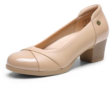 DREAM PAIRS Zapatos de Tacón Ancho Comodas Clásicos Zapatos de Salón Elegantes con Plantilla Acolchada,Size 41.5,Desnudo,DWUMPU2507