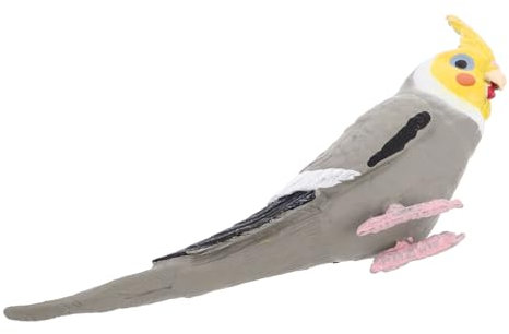 NAMOARLY Realistic Cockatiel Parrot Figurine Grey Solid Simulation Bird Model Artificial Parrot Decor for Home Garden Outdoor Display
