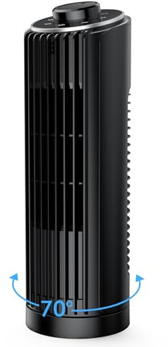 PNTCK Tischventilator Klein Turmventilator 33cm ventilator leise mit 3 Geschwindigkeiten, 70°Oszillierender, 7m/s Geschwindigkeit, turmventilator sehr leise,für Schlafzimmer, Büro, Schreibtisch, Küche