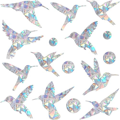 58 Stück Prisma-Fensteraufkleber Vogelschutz Anti-Kollision, Kolibri-Kreis-Stil Suncatcher Fensterdekoration, Elektrostatische Adsorption Sicherheit