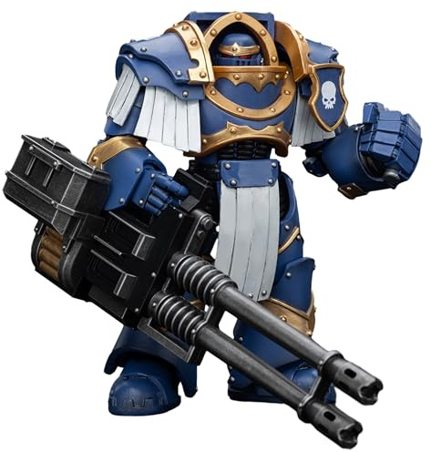 JOYTOY 1/18 Statuetta giocattolo Warhammer The Horus Heresy, Ultramarines Cataphractii Terminator Squad Terminator with Reaper Autocannon, 13cm Figura da collezione,15 anni e più