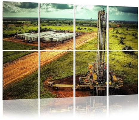 8 Pack Acoustic Foam Panels Sound Proofing Panels drilling rig aerial view oil industrys pictures Acoustic Wall Panel Soundproofing for Livingroom Nursery Room 48x32 Home Decor