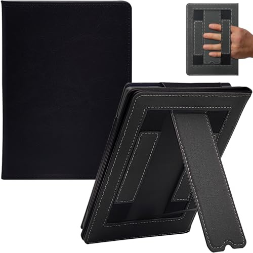 GOVTVA Stand Case for Onyx Boox Go 6, Poke 5/5s,Poke 6/6s Premium PU Leather Cover Fits Go Series 6 Inch B/W eReader with Auto Sleep/Wake/Double Hand Strap/Magnetic Closure (Black)