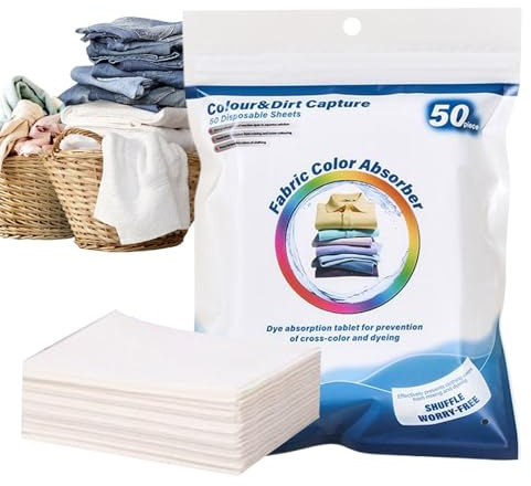 Color Catcher Farbschutzblätter – 50 Stück Farblaufentfernerblätter | Verhindert Farbverlauf und schützt die Helligkeit | Färbeschutz-Greifer für Steppdecken, Kleidungsstücke, Bettwäsche, Reisen