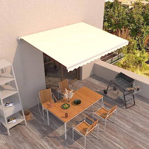 Infällbar 400 x 350 cm gräddfärgad Gelenkarm-markis idealisk för utomhusbruk perfekt för dörrar uteplatser balkonger och fönster UV-skydd och väderbeständig