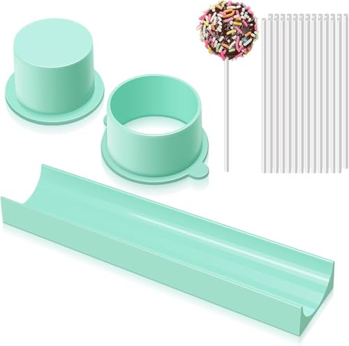 Círculo Cake Pop Moldes Set Cake Pops Maker, molde de pan de jengibre con 20 palitos de papel para postres de chocolate caseros, bodas (verde)