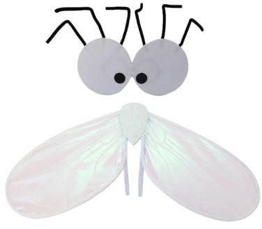 Niceyoeuk Vuxna flugvingar med stora ögon pannband halloween cosplay kostym (vit, en storlek)