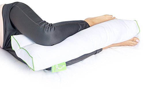 Sleep Yoga Dormeurs sur Le Dos, Oreiller Ergonomique en Duvet Alternatif pour Soutien du Genou, hypoallergénique et Lavable, mélange de Coton, Blanc, 66 x 33 x 7,6 cm/Taille Unique