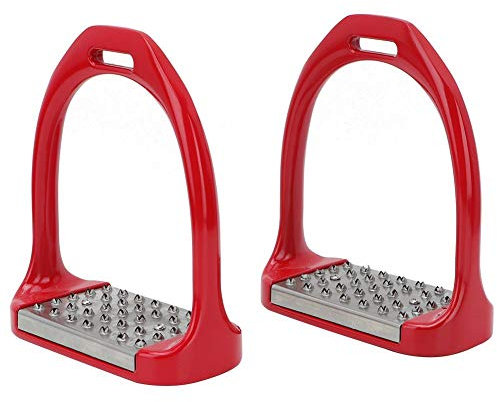Pssopp Estribos de montar a caballo Antideslizantes Estribos de aluminio de seguridad Estribos ecuestres Inglés Sillín Estribos para adultos (rojo)