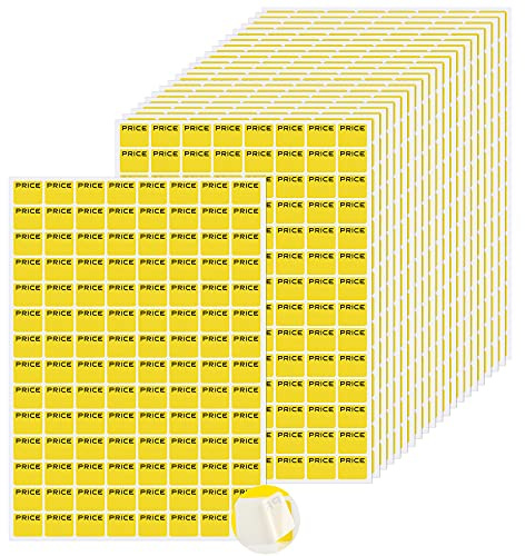 2464 Pieces Garage Sales Stickers Yellow Preprinted Pricing Labels Yard Sale Price Stickers in Bright Neon Colors, 22 Sheets