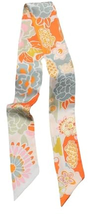JERLA Foulard 100% soie de mûrier, pour bandeau pour cheveux, sac à main, pour femme, Rose/motif floral, 33.5×1.97