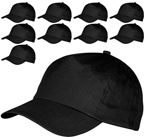 eBuyGB Baseball Cap 100% Cotton Unisex Mens Womens Adjustable Adults Summer Classic Sports 5 Panel Sports Hat - Black