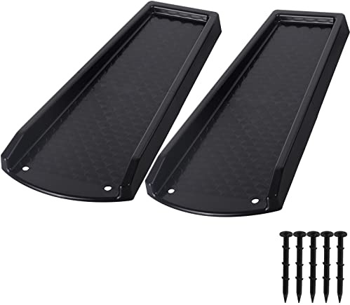 plusgutter Rain Gutter Downspout Splash Block, Gutter Downspout Extensions for Water Drainage, 24 Gutter Splash Guards Downspout Extender, Fixable Down spout Drain Trays with PE Nails(2 Pack, Black)