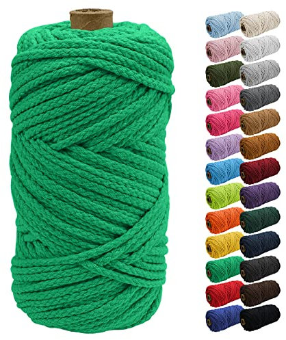 Uiopa 5mm Corde Macramé, 90m Corde en Coton Macramé, Cordelette Naturel Fil Macramé de Tressée DIY pour Cintres de Plantes, Tenture Murale, Attrape-Rêves, Jardin, Projets de Bricolage