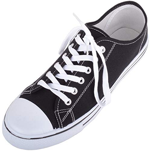 Womens Canvas Lace Up Trainers Sneakers Plimsolls with Rubber Toe Cap