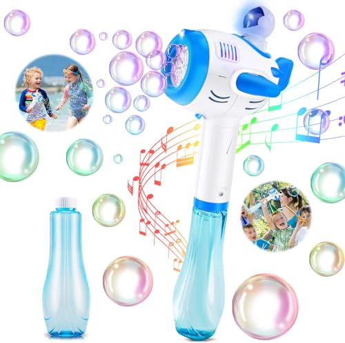 Sitodier Seifenblasenmaschine für Kinder, Space Shuttle Seifenblasenstab für Jungen Mädchen mit 1000+ Blasen pro Minute, Seifenblasenspielzeug mit Licht & Musik für Party Geburtstag Hochzeit