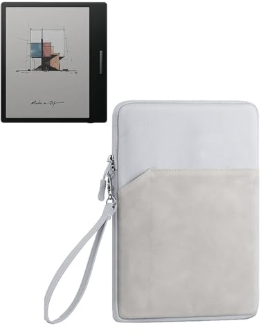 Tablet Sleeve for Kobo Clara Colour eReader 6”/Onyx Boox Leaf2/Boox Leaf3/Boox Page/Boox Galileo/Go Color，360 Protective Bag Carrying Case Water-Resistant，Silver Gray.