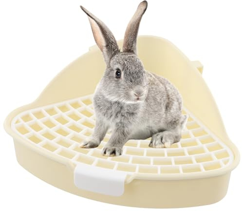 Litière d'angle pour lapin, petit bac pour cage, petit animal, triangulaire, convient aux cochons d'Inde, furets, hamsters, chinchillas, écureuils (blanc)