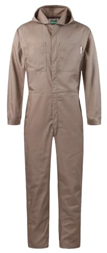 Yukirtiq Långärmad herroverall med dragkedja framtill lättvikt arbetsoveraller mekanisk overall overall med huva, Khaki, S