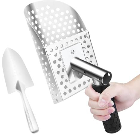 Pelle à Sable de Détection de Métaux, Pelle à Orpaillage en Acier Inoxydable de Haute Qualité avec Fonction de Filtrage du Sable, Pelle à Sable pour la Chasse au Trésor sur la