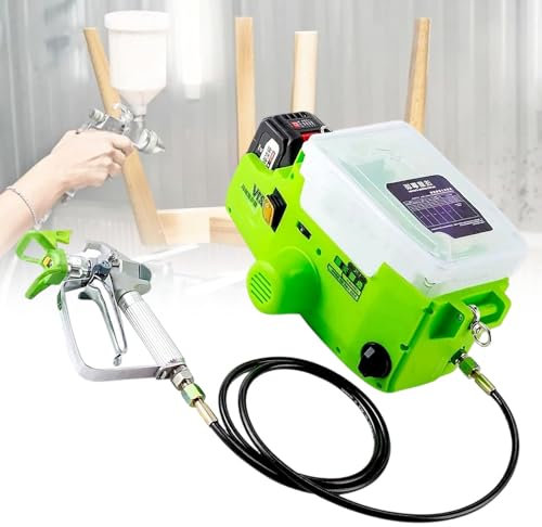 vnmudzeo Spruzzatori di Vernice Airless Portatili da 500 W, per Vernice al Lattice per Pareti Interne, Strumento di Spruzzatura A Parete Senza Fili Ricaricabile da 1,7 L,Green