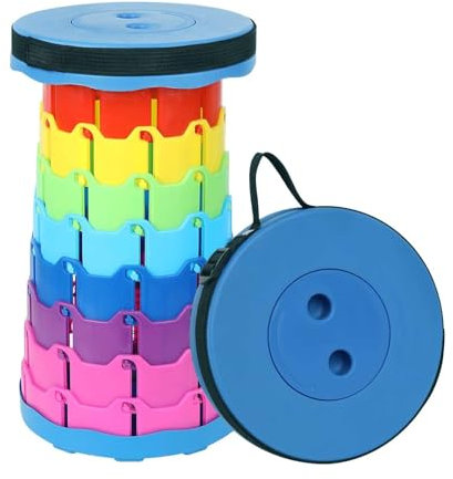 alouweekuky Klapphocker Falthocker Höhenverstellbar Faltbar Hocker Sitzhocker Klappbar Stool für Camping, BBQ, Küche, Werkzeugraum, Kinder, Belastung 200kg (Farbig & Blau)