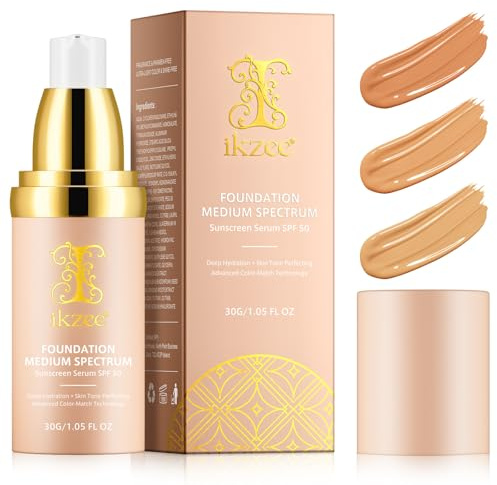 Color Changing Liquid Foundation Sunscreen Serum Foundation SPF 50 Lasting Finish Temperature Changing Waterproof Concealer Blemish Correction Perfecting Base Color-Match Skin Tones (30g/1.05 Fl Oz)