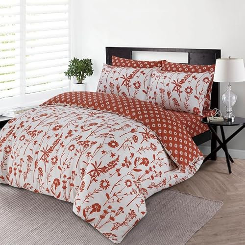 DTEX HOMES 4 Piece Bedding Set Soft Brushed Microfiber Double Duvet Cover Sets -Duvet Cover, Pillowcases and Fitted Sheet Hotel Quality Duvet Cover Set (Double-Rustic Floral)