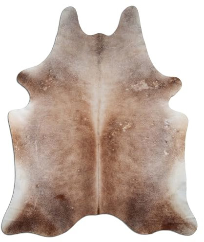 Livorio Premium Kuhfell Teppich - L240 x B185 cm - grau braun - einmaliges Naturprodukt aus Südamerika | Rinderfell | Echtfell | tan Grey | K349