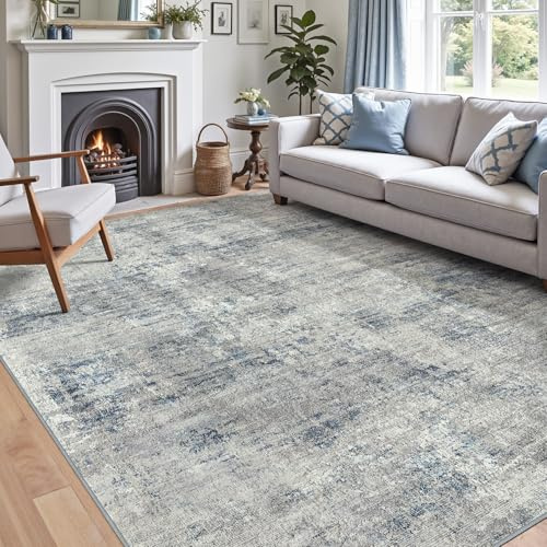 DEXI Alfombra Salon 122 x 183 cm, Alfombras Dormitorio Pelo Corto Lavable, Suave y Cómoda, Moderna Abstracta Tapetes Decorativas para Sala de Estar, Habitación, Comedor, Azul