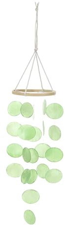 Campanas de Viento de Concha,Natural Carillón de Viento de Conchas,Cáscara Campana de Viento de Jardín Concha Bohemia para Exteriores e Interiores para Patio,Porche,Hogar,Sala de Estar(Verde)