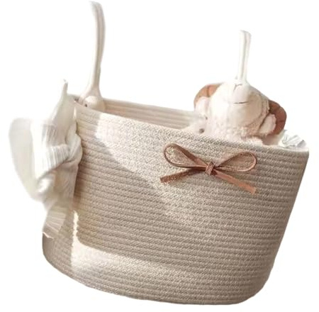 MARCBUSE Amplio organizador colgante para cuna de bebé, cesta de almacenamiento para pañales esenciales, juguetes, portátil, diseño ligero, ahorro de espacio, almacenamiento colgante para cuna
