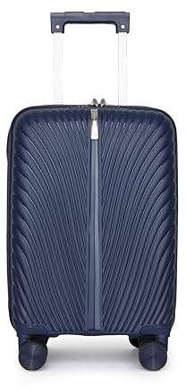 Fly Kite Luggage Carry On Cabin Suitcase 50 x 33 x 19 cm, 18 inch - 100% Polypropylene Hard Shell Aluminium Trolley Handle Real TSA Secure Lock 3 Digit 360° Smooth Detachable Wheels Dark Blue