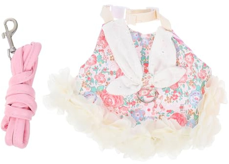 Ciieeo Harnais Lapin Et Vêtements De Lapin avec Laisse Costume pour Petit Animal en Tissu Doux Accessoire pour Promenades Vacances Et Photos