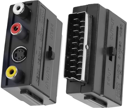 Stalora Adaptateur SCART-3 vers AV RCA Universel - + Adaptateur S-Vidéo S-VHS AV Audio Vidéo - Connecteurs, avec Interrupteur on/Off