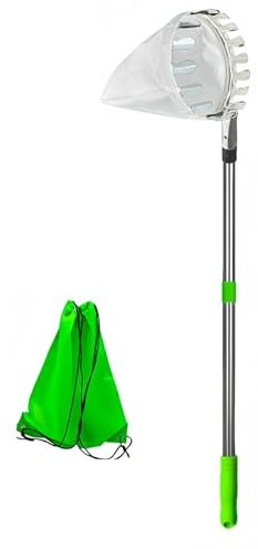 AMISENK Cueillette de fruits télescopique en acier inoxydable avec panier collecteur pour récolter les agrumes et les poires dans les jardins