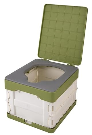 Campingtoalett, vikbar, mobil toalett, stabil campingtoalett, campingtoalett, bärbar toalett, hopfällbar toalett, nödfallstoalett, torkseparationtoalett för barnresor, utomhus, förråd, armégrön