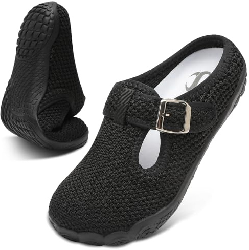 Scurtain Mules for Women Comfortable Rubber Loafer Mules Wide Width Zero Drop Barefoot Casual Walking Shoes Comfort Summer Winter Slip On Diabetic Orthopedic Shoes Casual Black Garden Sneakers Size