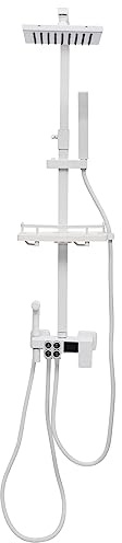 Loobiiny Panneau de douche réglable avec affichage numérique LED - Douche à effet pluie - Colonne de douche - Pulvérisateur haut et spray portable - 70-115 cm