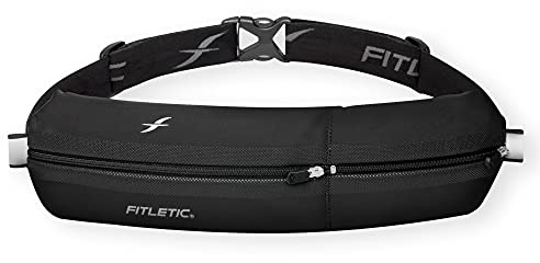 FITLETIC Ceinture Bolt 2 Poches Imperméables-Noir Sacs Banane Running Adulte Unisexe, Taille Unique
