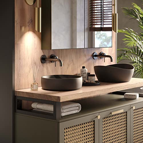 LAMO Manufaktur Piano di lavoro/d’appoggio/top da bagno, piano di lavoro in legno con bordo naturale, 120x50 cm (L x A), Naturale, senza accessori di fissaggio, LWP-01-A-002-CK