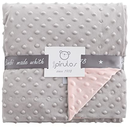 Pirulos - Manta para bebé, Mantitas para Bebes Suave y Confortable Cálida niña y niño Mantas para Todas Las Estaciones Doble Cara, 80 x 110 (Rosa/Gris)