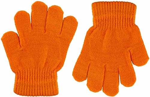 Magic Warm Kids Knitted Gloves in Orange, size: One Size